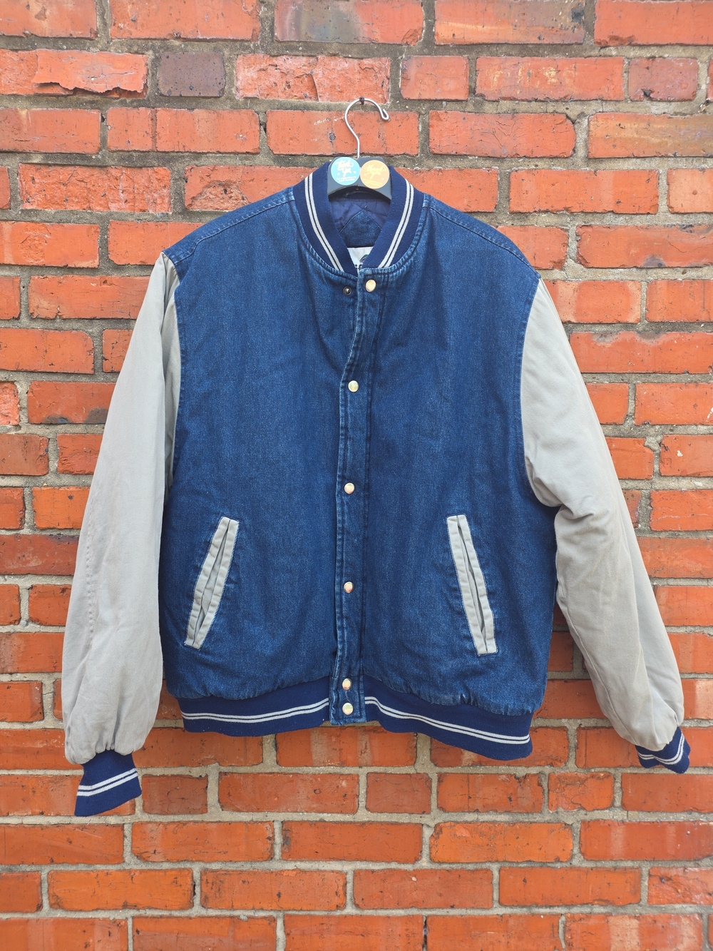 Vintage California Outerwear Denim Varsity Jacket Labrador Dog Men’s Large (Z1)